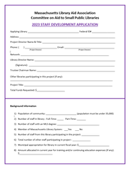 MLAA 2023 Staff Development Grant Application